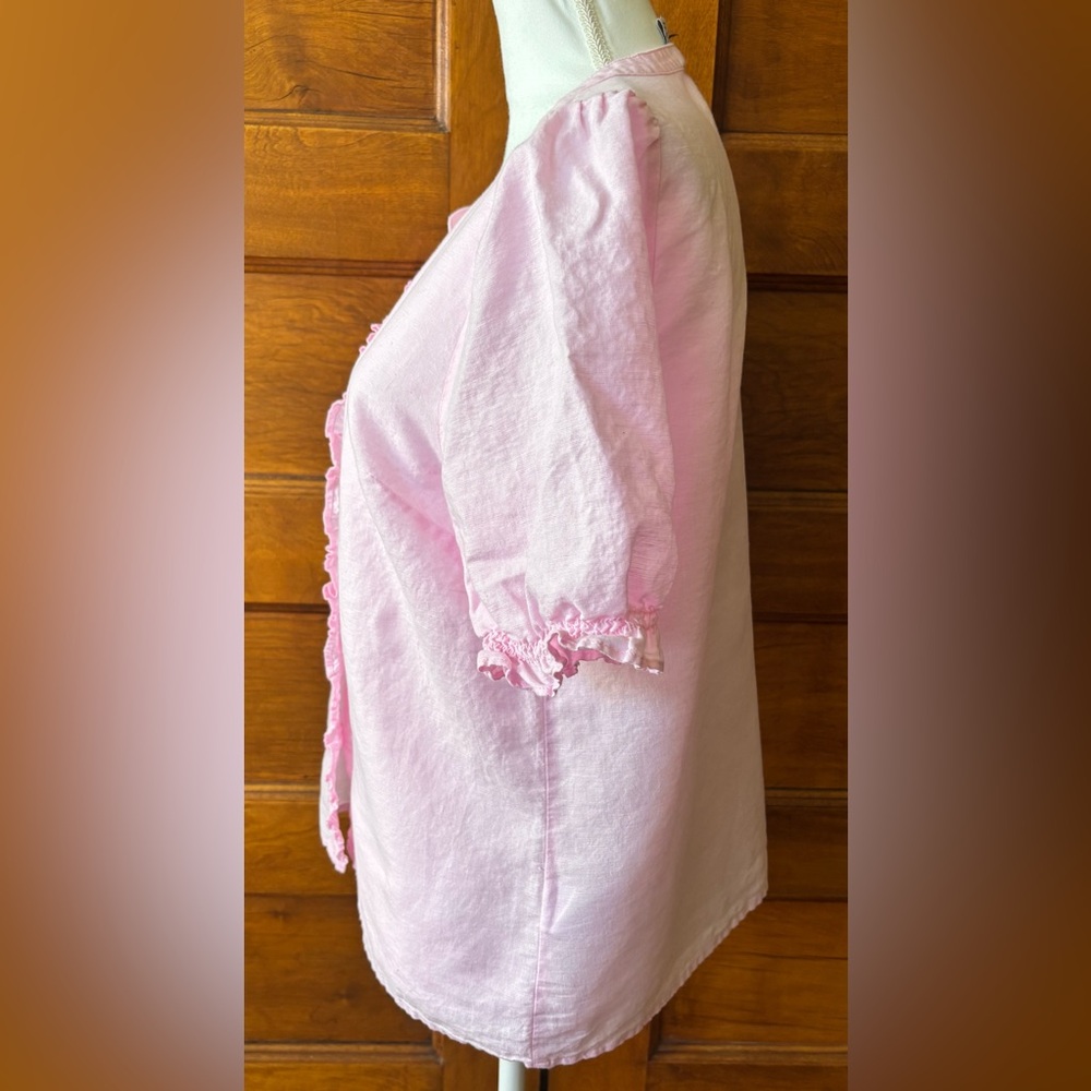 J. Crew Pink Ruffle Button-Up Blouse - Picture 3 of 7